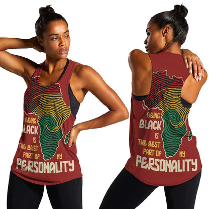 African Map Fingerprint Women Racerback Tank Being Black Is The Best Part Of My Personality