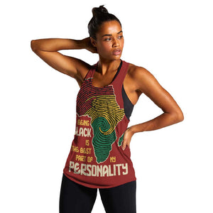 African Map Fingerprint Women Racerback Tank Being Black Is The Best Part Of My Personality