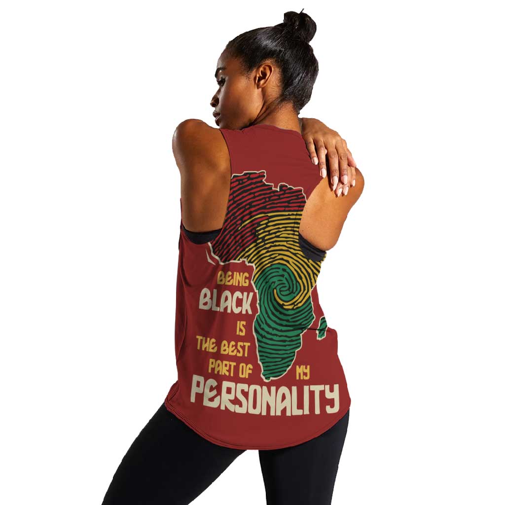 African Map Fingerprint Women Racerback Tank Being Black Is The Best Part Of My Personality