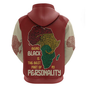 African Map Fingerprint Zip Hoodie Being Black Is The Best Part Of My Personality