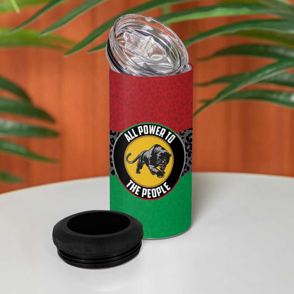 Personalized Pan African Black Panther 4 in 1 Can Cooler Tumbler All Power To The People