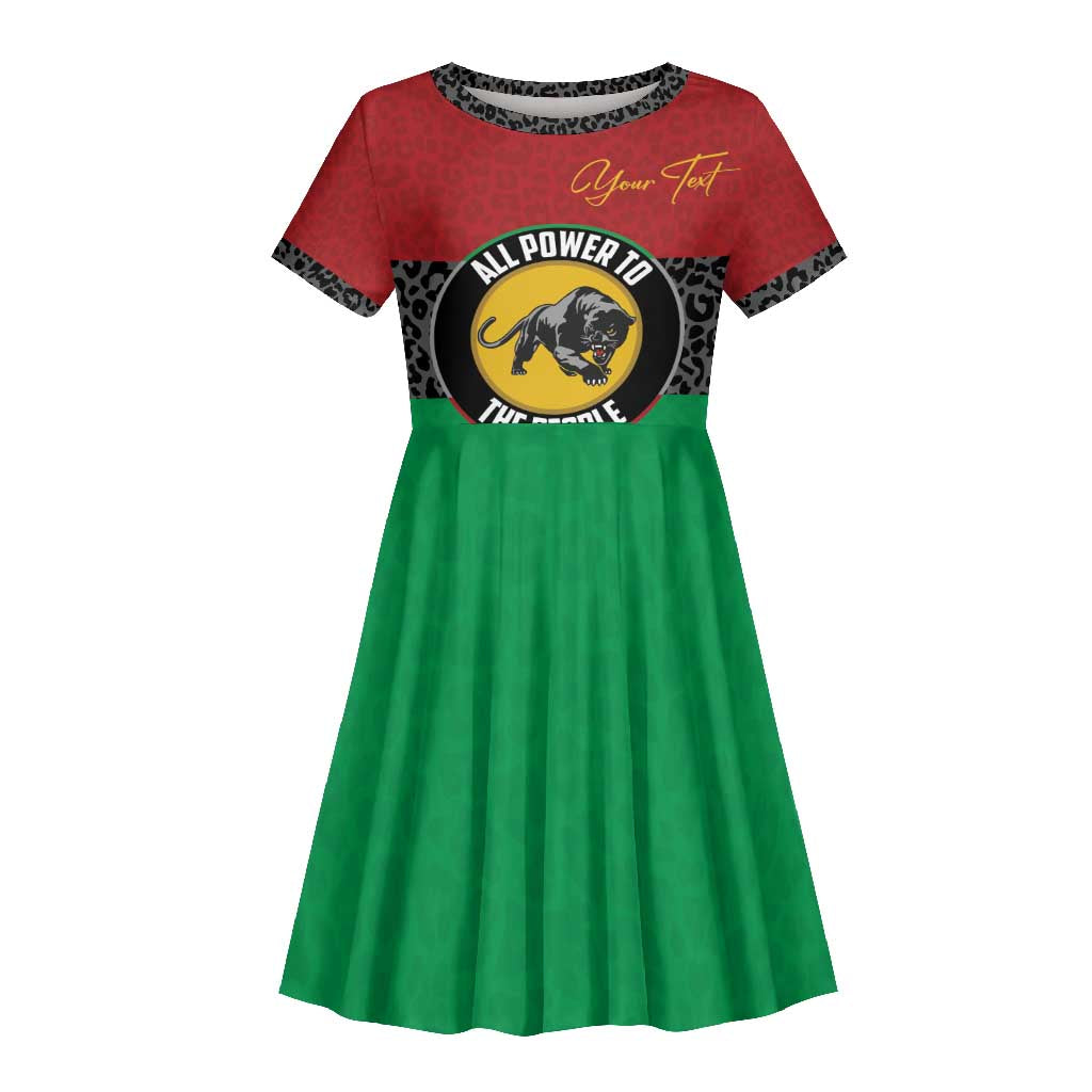 Personalized Pan African Black Panther Kid Short Sleeve Dress All Power To The People