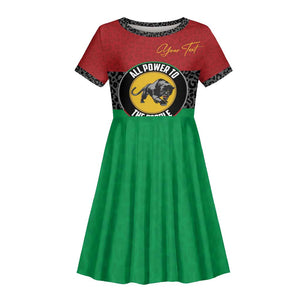 Personalized Pan African Black Panther Kid Short Sleeve Dress All Power To The People