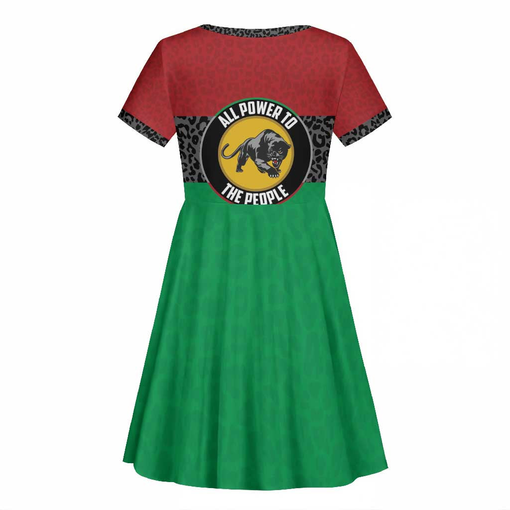 Personalized Pan African Black Panther Kid Short Sleeve Dress All Power To The People