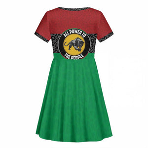 Personalized Pan African Black Panther Kid Short Sleeve Dress All Power To The People