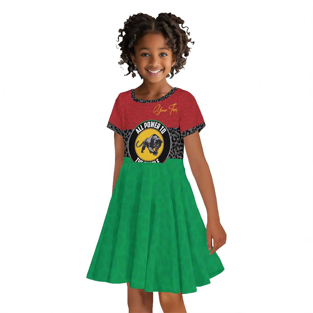 Personalized Pan African Black Panther Kid Short Sleeve Dress All Power To The People