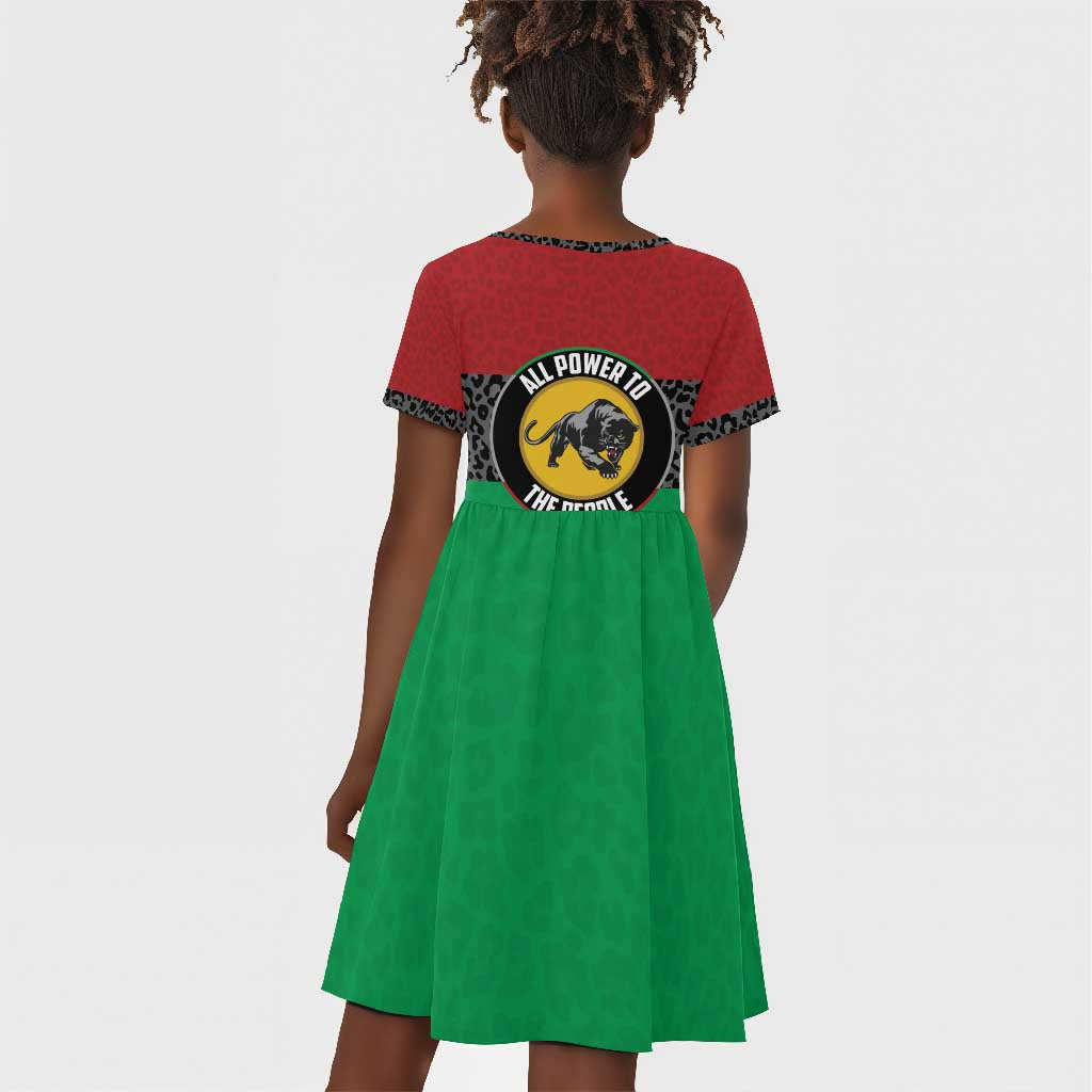 Personalized Pan African Black Panther Kid Short Sleeve Dress All Power To The People