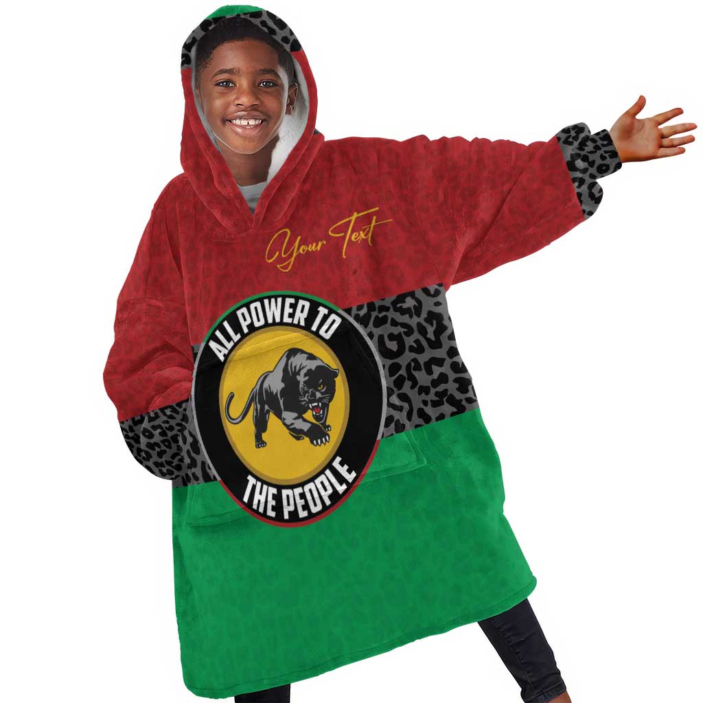 Personalized Pan African Black Panther Kid Wearable Blanket Hoodie All Power To The People