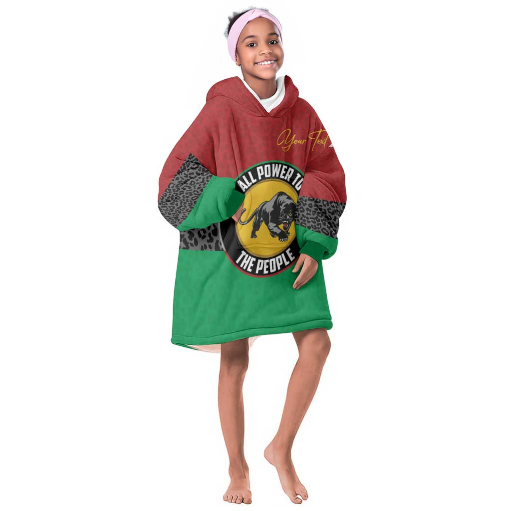 Personalized Pan African Black Panther Kid Wearable Blanket Hoodie All Power To The People