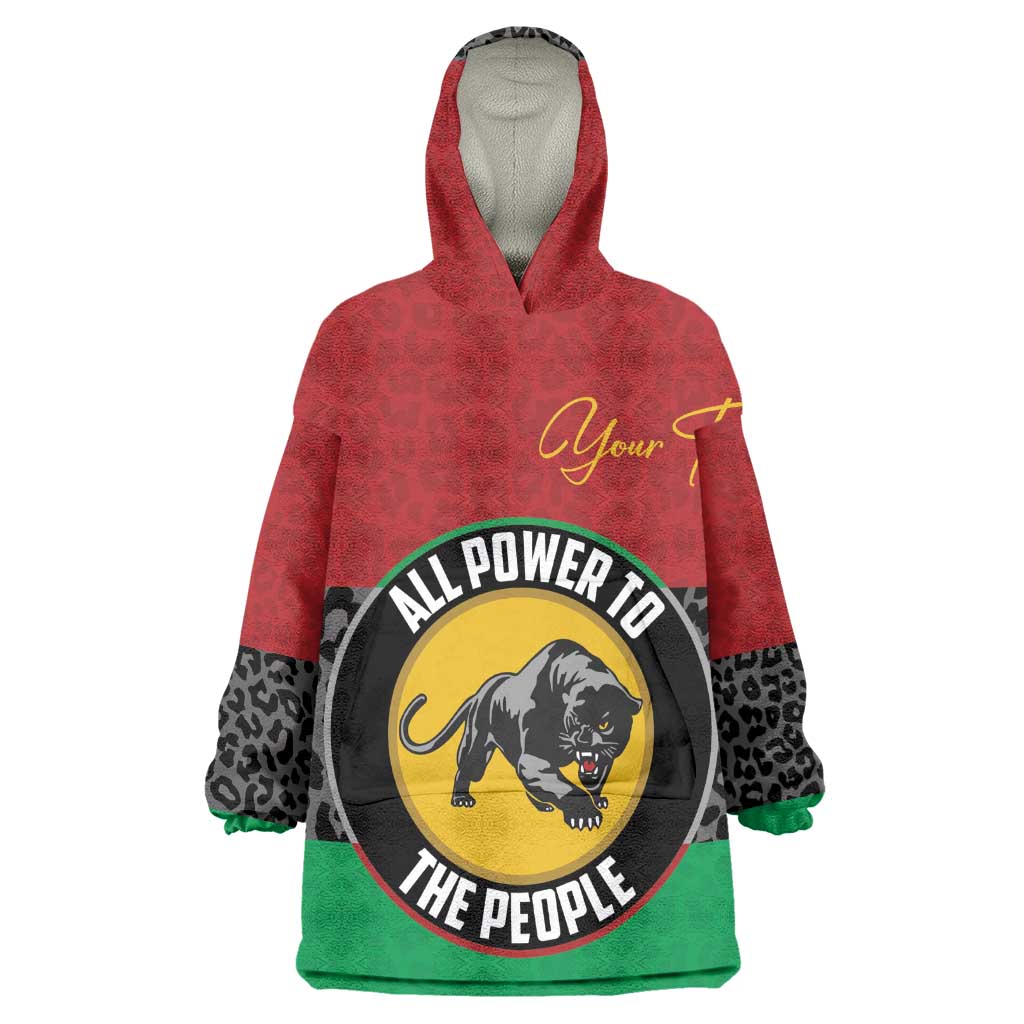 Personalized Pan African Black Panther Kid Wearable Blanket Hoodie All Power To The People