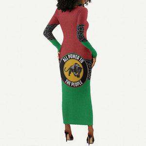 Personalized Pan African Black Panther Long Sleeve Bodycon Dress All Power To The People DT03
