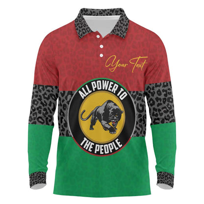 Personalized Pan African Black Panther Long Sleeve Polo Shirt All Power To The People