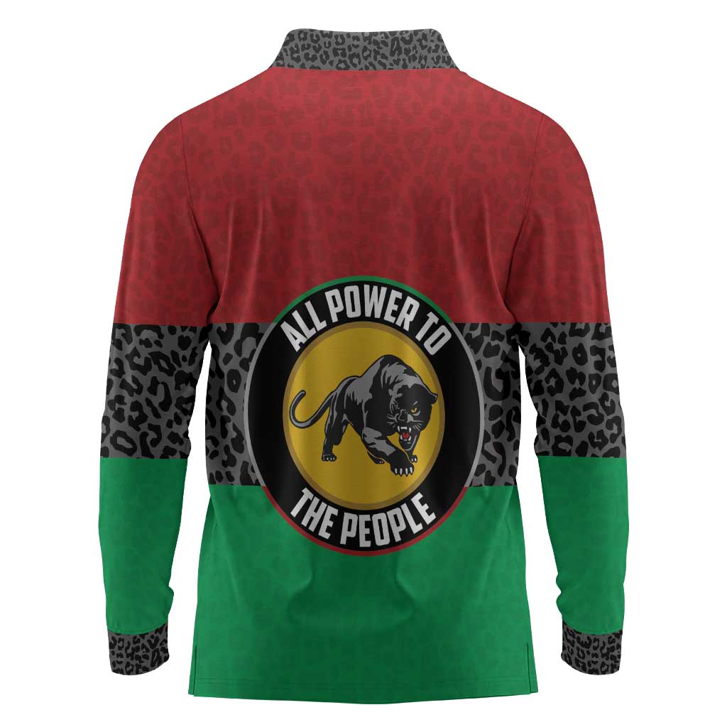 Personalized Pan African Black Panther Long Sleeve Polo Shirt All Power To The People