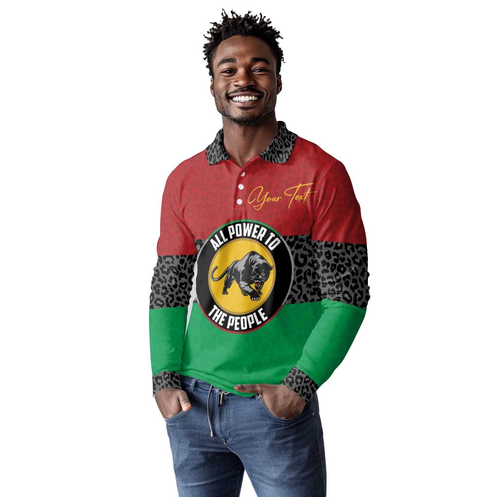 Personalized Pan African Black Panther Long Sleeve Polo Shirt All Power To The People