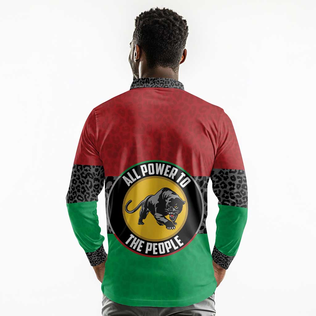 Personalized Pan African Black Panther Long Sleeve Polo Shirt All Power To The People