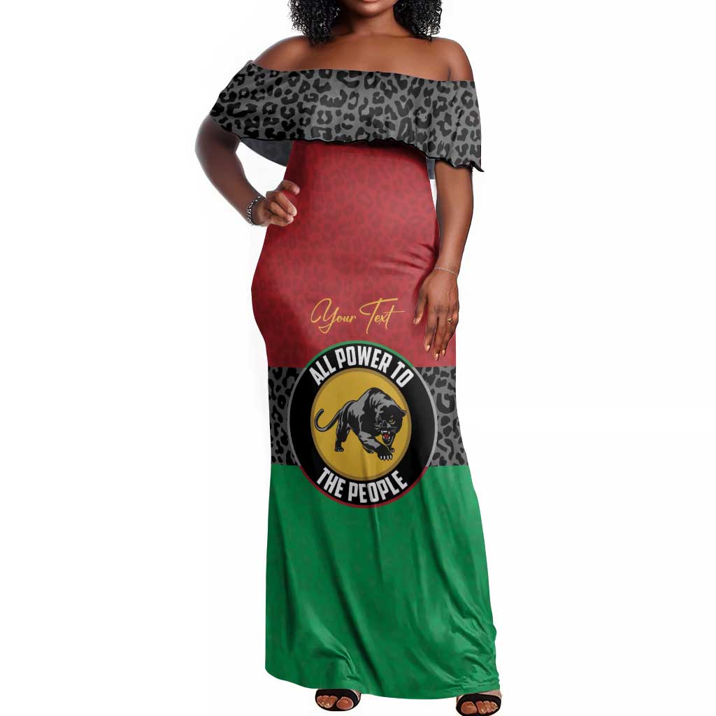Personalized Pan African Black Panther Off Shoulder Maxi Dress All Power To The People