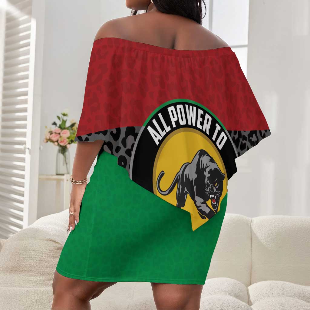 Personalized Pan African Black Panther Off Shoulder Short Dress All Power To The People