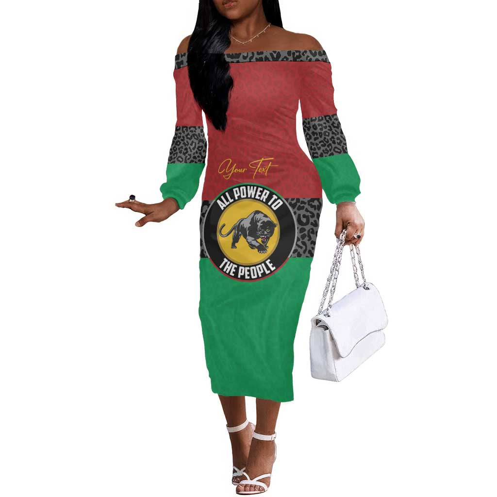Personalized Pan African Black Panther Off The Shoulder Long Sleeve Dress All Power To The People