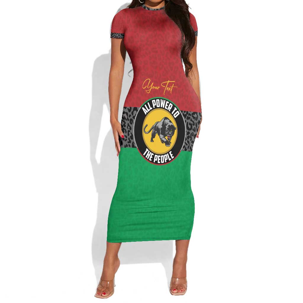 Personalized Pan African Black Panther Short Sleeve Bodycon Dress All Power To The People DT03