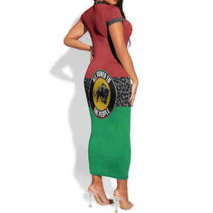 Personalized Pan African Black Panther Short Sleeve Bodycon Dress All Power To The People DT03