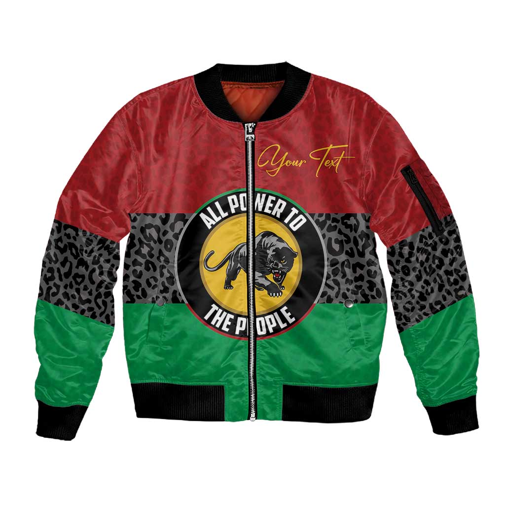 Personalized Pan African Black Panther Sleeve Zip Bomber Jacket All Power To The People