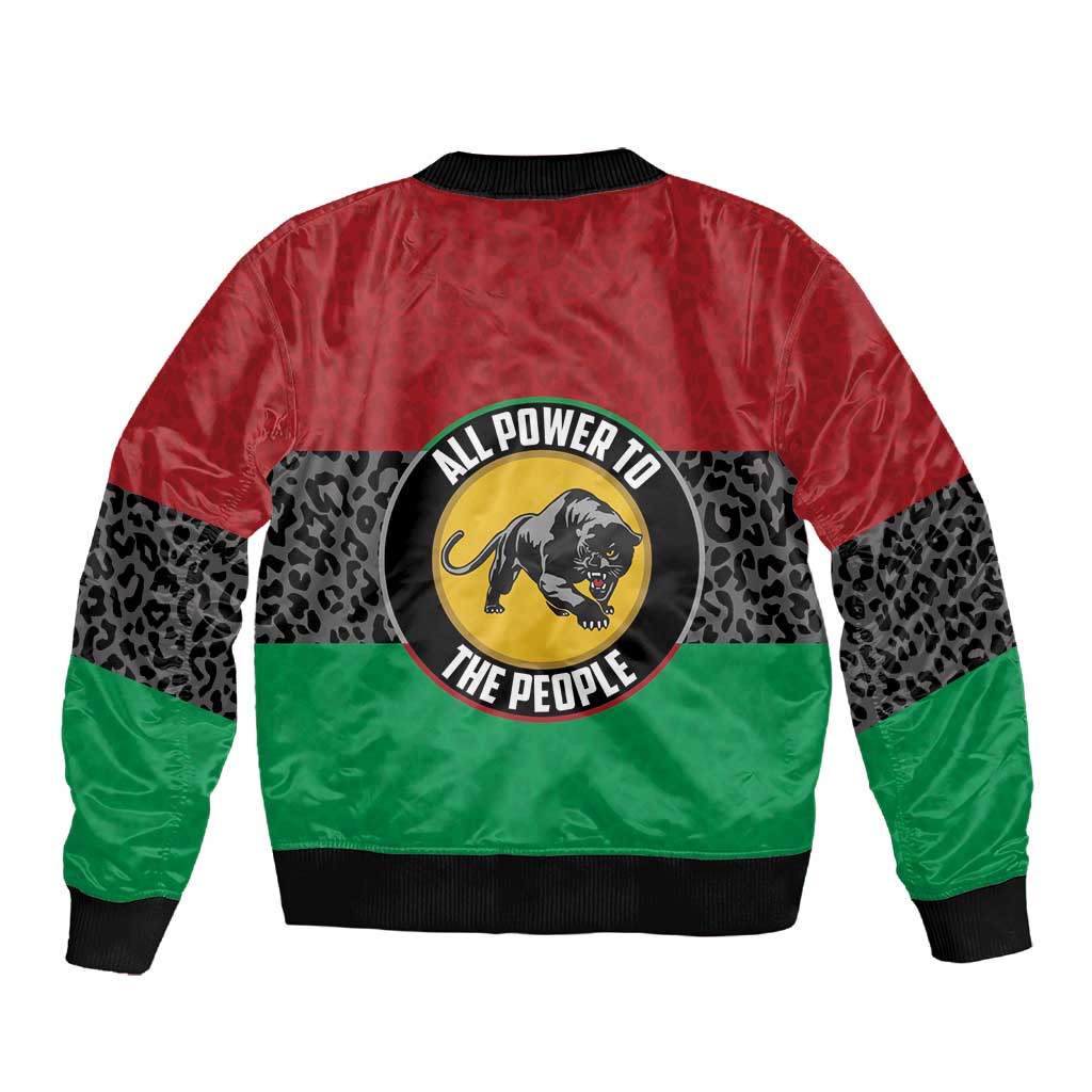 Personalized Pan African Black Panther Sleeve Zip Bomber Jacket All Power To The People