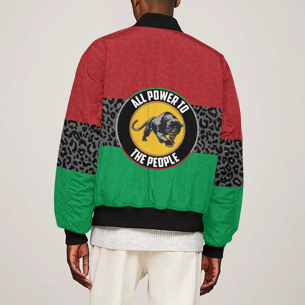 Personalized Pan African Black Panther Sleeve Zip Bomber Jacket All Power To The People