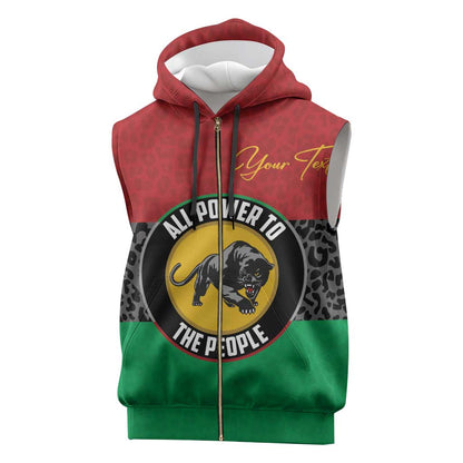 Personalized Pan African Black Panther Sleeveless Zip Hoodie All Power To The People - African Pride