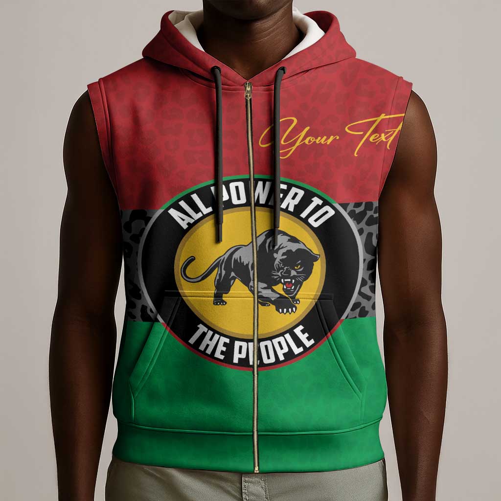 Personalized Pan African Black Panther Sleeveless Zip Hoodie All Power To The People - African Pride