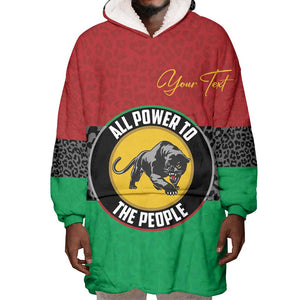 Personalized Pan African Black Panther Wearable Blanket Hoodie All Power To The People