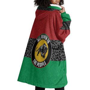 Personalized Pan African Black Panther Wearable Blanket Hoodie All Power To The People