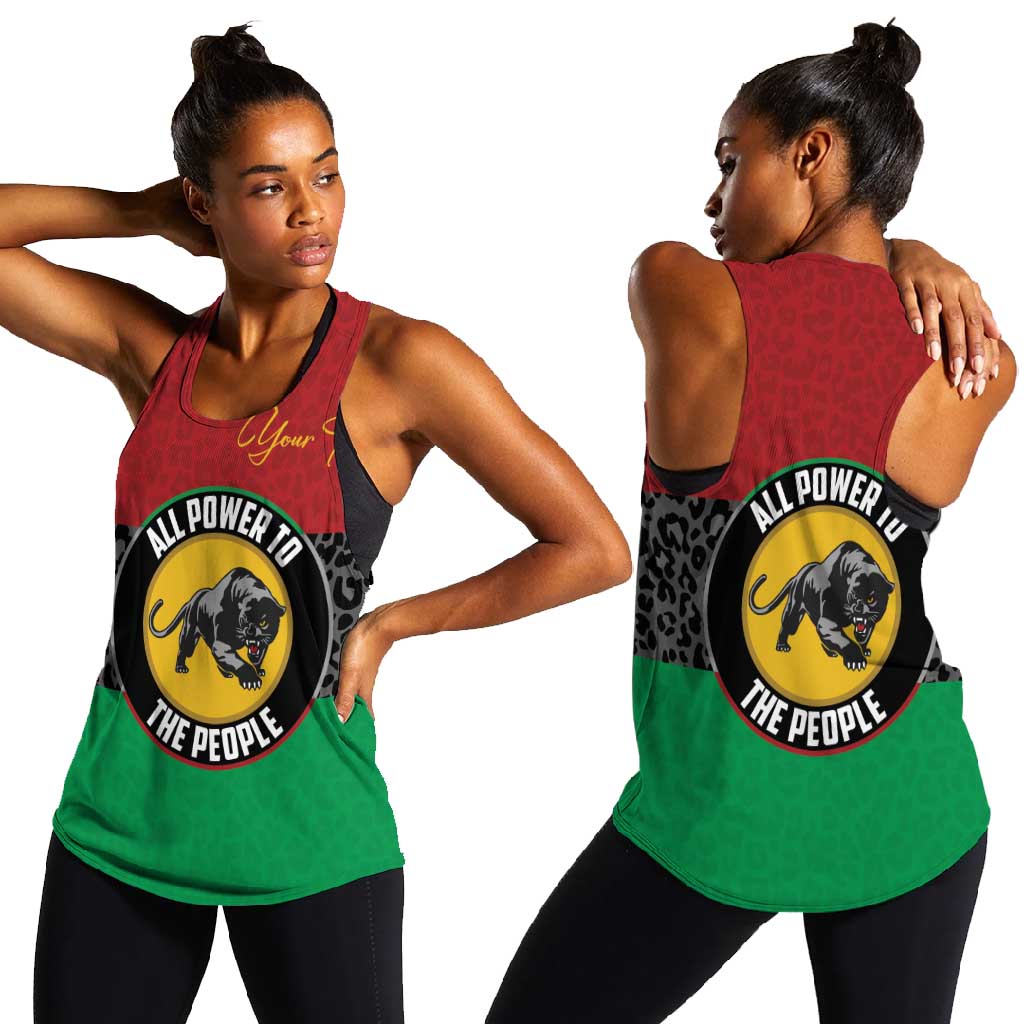 Personalized Pan African Black Panther Women Racerback Tank All Power To The People