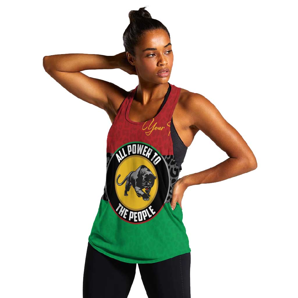 Personalized Pan African Black Panther Women Racerback Tank All Power To The People