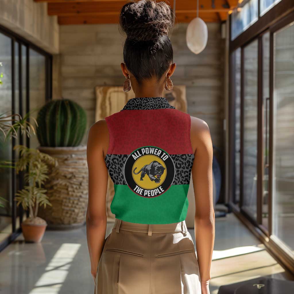 Personalized Pan African Black Panther Women Sleeveless Polo Shirt All Power To The People