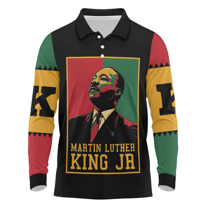 Martin Luther King Jr Long Sleeve Polo Shirt MLK Retro Style