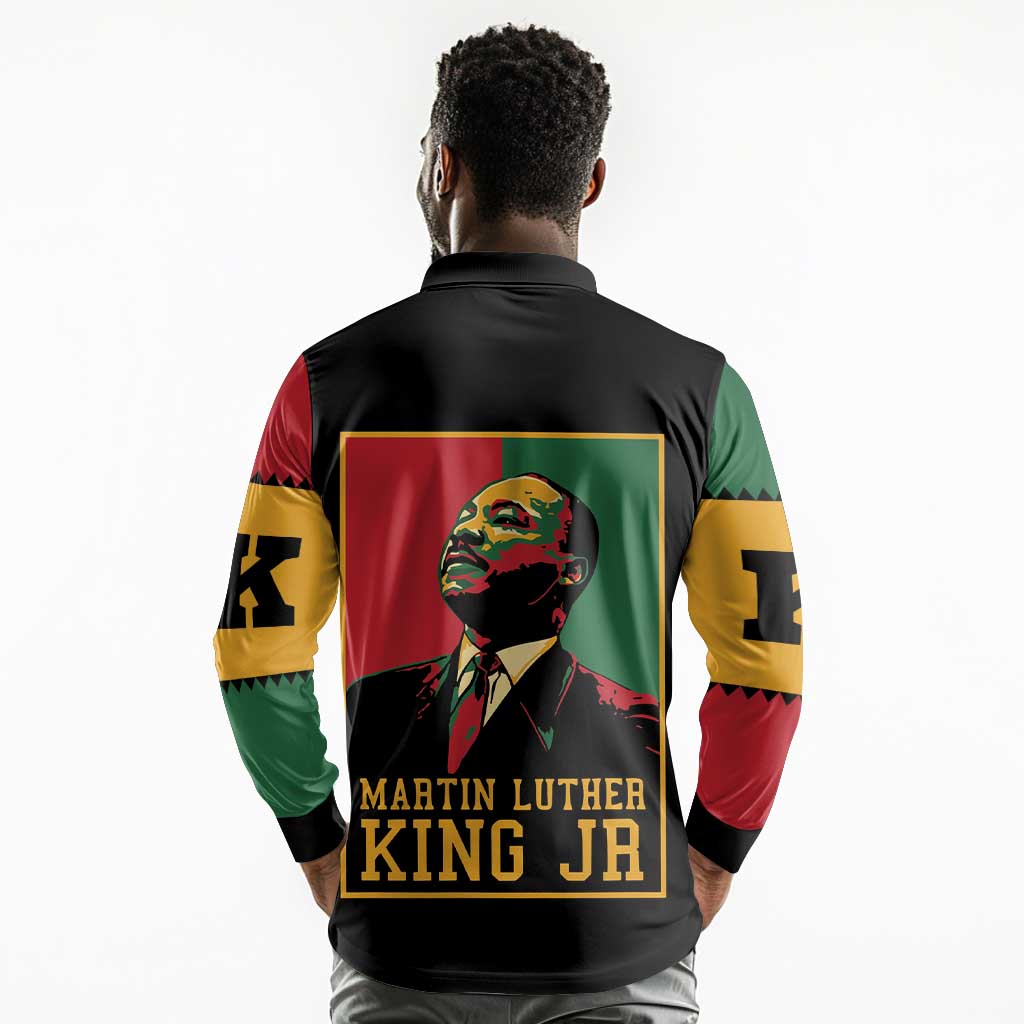 Martin Luther King Jr Long Sleeve Polo Shirt MLK Retro Style