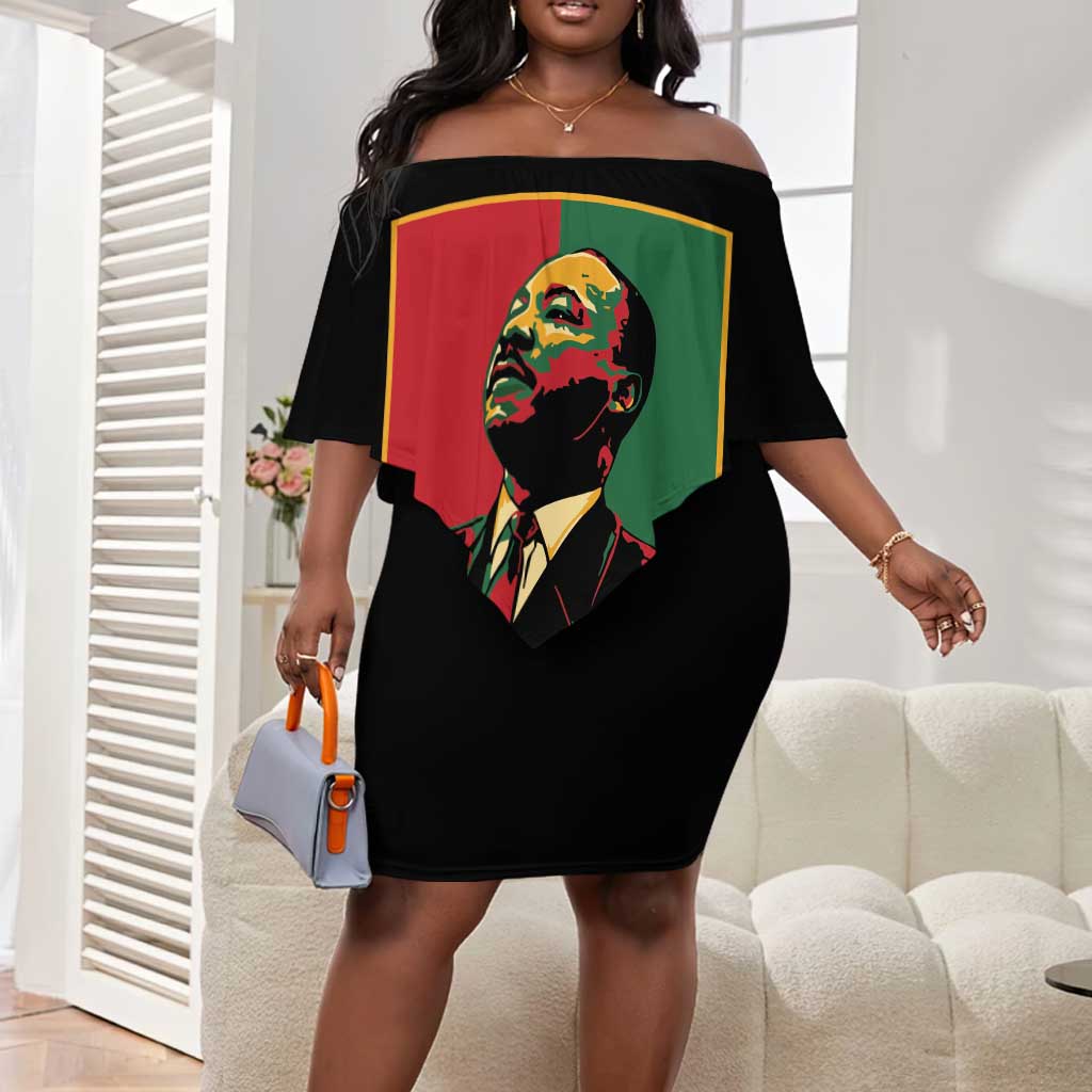 Martin Luther King Jr Off Shoulder Short Dress MLK Retro Style