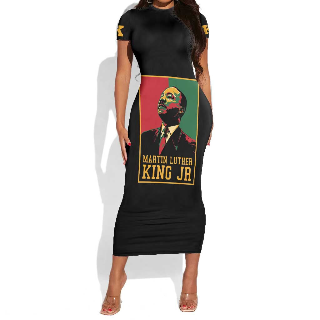 Martin Luther King Jr Short Sleeve Bodycon Dress MLK Retro Style DT03