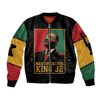 Martin Luther King Jr Sleeve Zip Bomber Jacket MLK Retro Style
