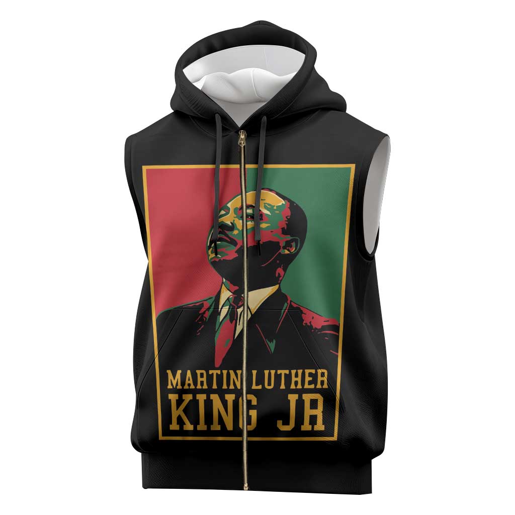 Martin Luther King Jr Sleeveless Zip Hoodie MLK Retro Style - African Pride