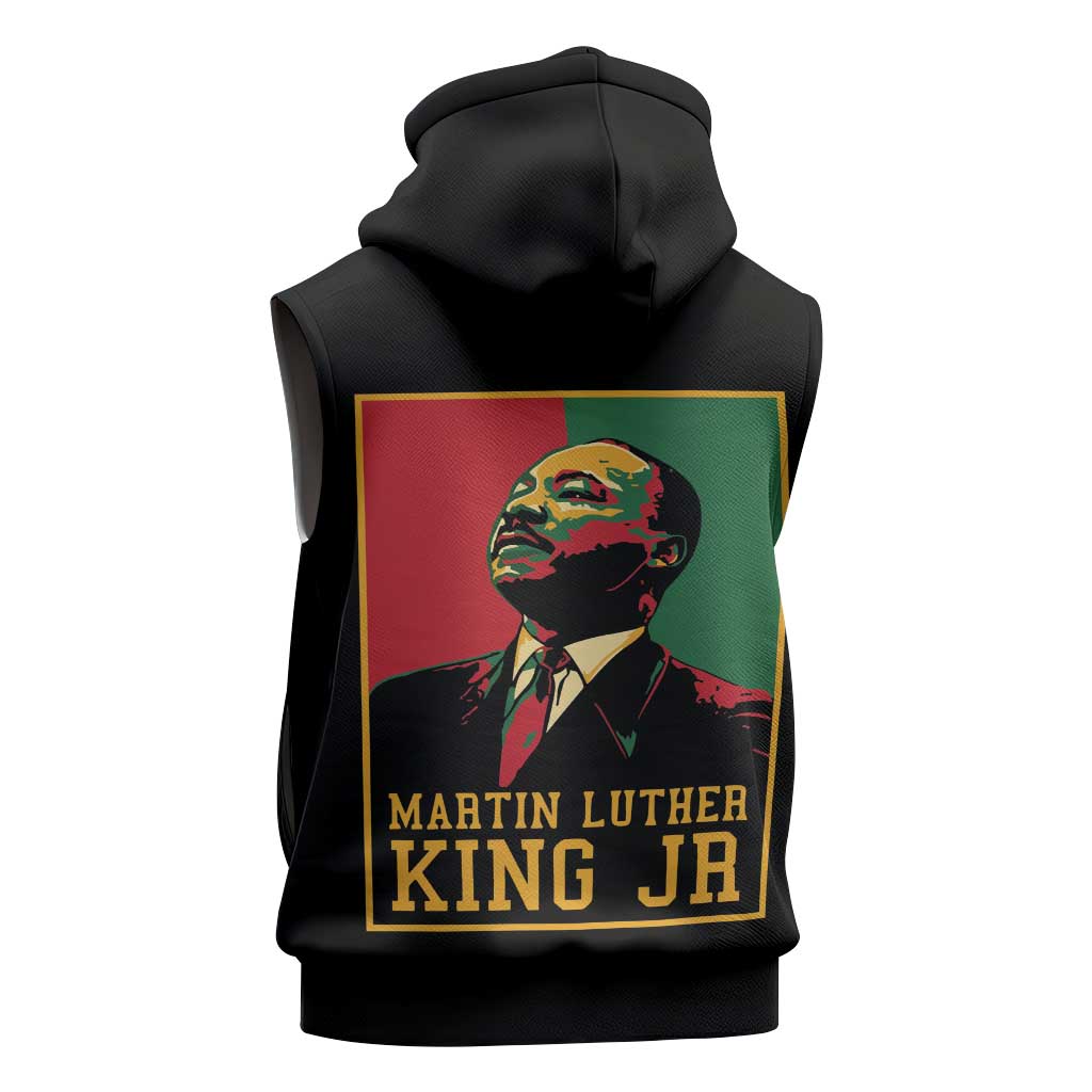 Martin Luther King Jr Sleeveless Zip Hoodie MLK Retro Style - African Pride