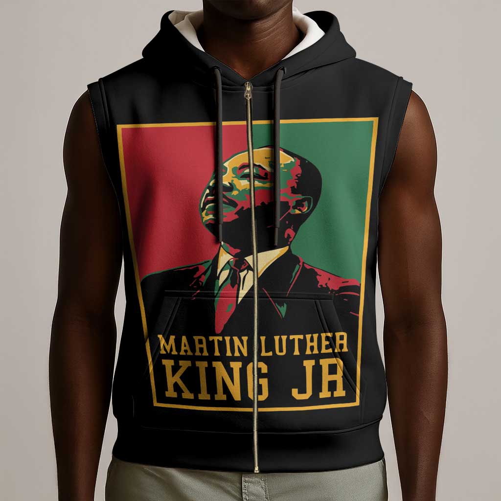 Martin Luther King Jr Sleeveless Zip Hoodie MLK Retro Style - African Pride
