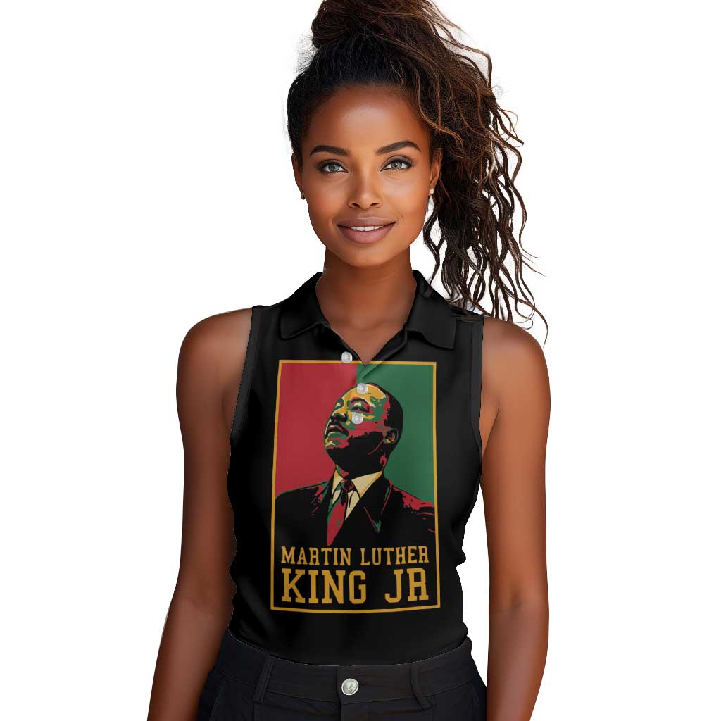 Martin Luther King Jr Women Sleeveless Polo Shirt MLK Retro Style
