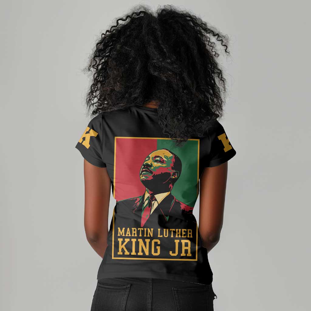 Martin Luther King Jr Women V-Neck T-Shirt MLK Retro Style