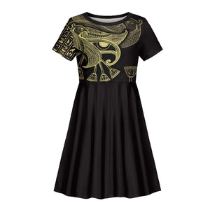 Afro Egypt Kid Short Sleeve Dress Horus Eyes Egyptian God