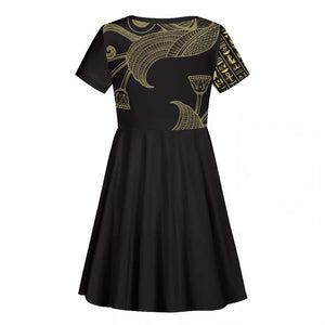 Afro Egypt Kid Short Sleeve Dress Horus Eyes Egyptian God