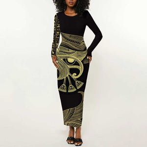 Afro Egypt Long Sleeve Bodycon Dress Horus Eyes Egyptian God DT03
