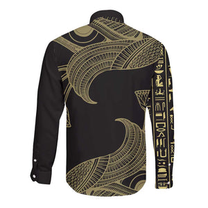 Afro Egypt Long Sleeve Button Shirt Horus Eyes Egyptian God