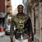 Afro Egypt Long Sleeve Button Shirt Horus Eyes Egyptian God