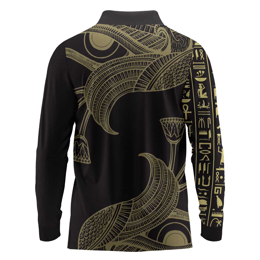 Afro Egypt Long Sleeve Polo Shirt Horus Eyes Egyptian God